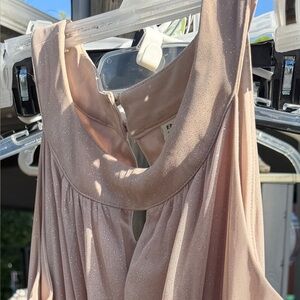 Enfocus Studio Shimmery Blush Pink Halter Prom Gown